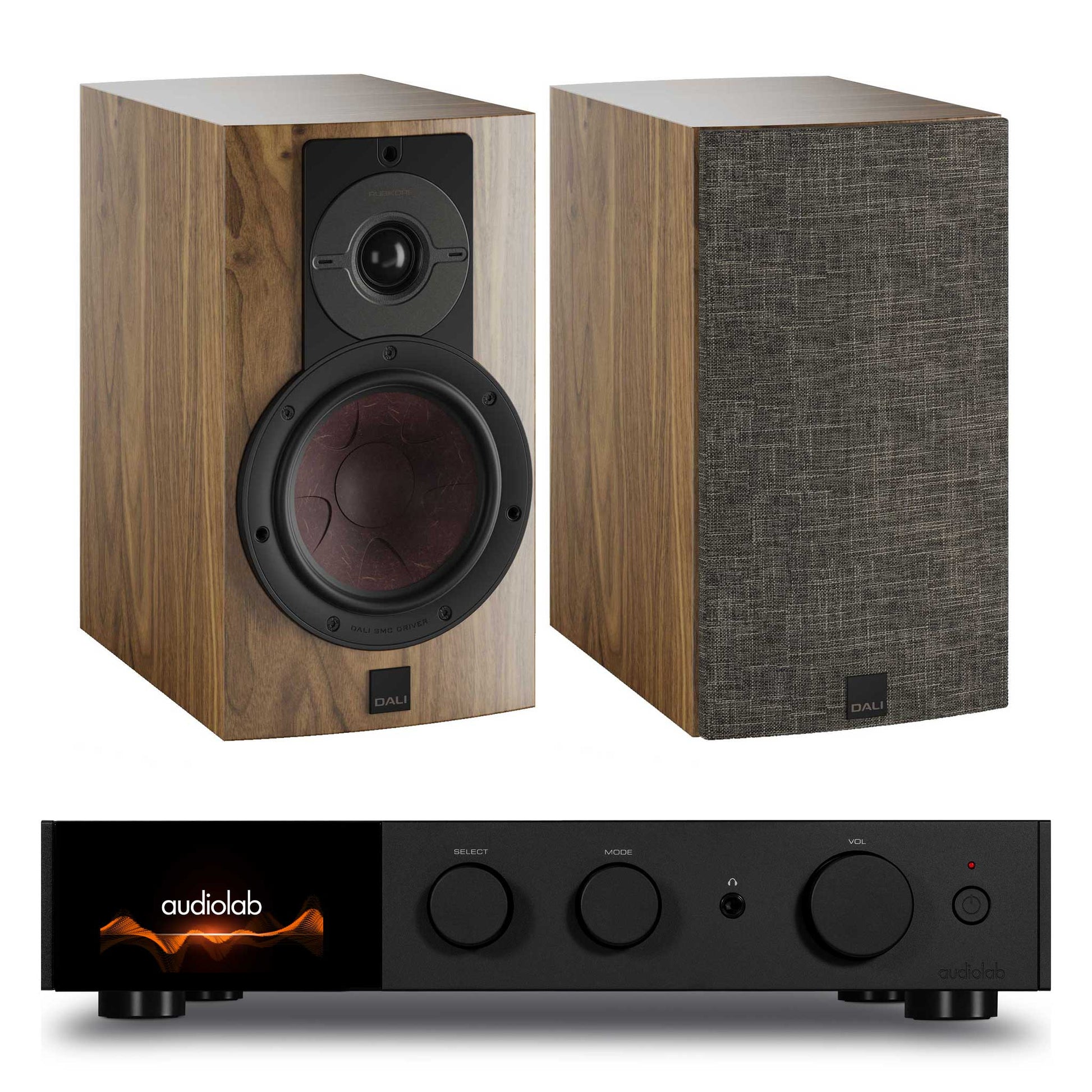 Audiolab 9000A with Dali Rubikore 2 Black / Natural Walnut