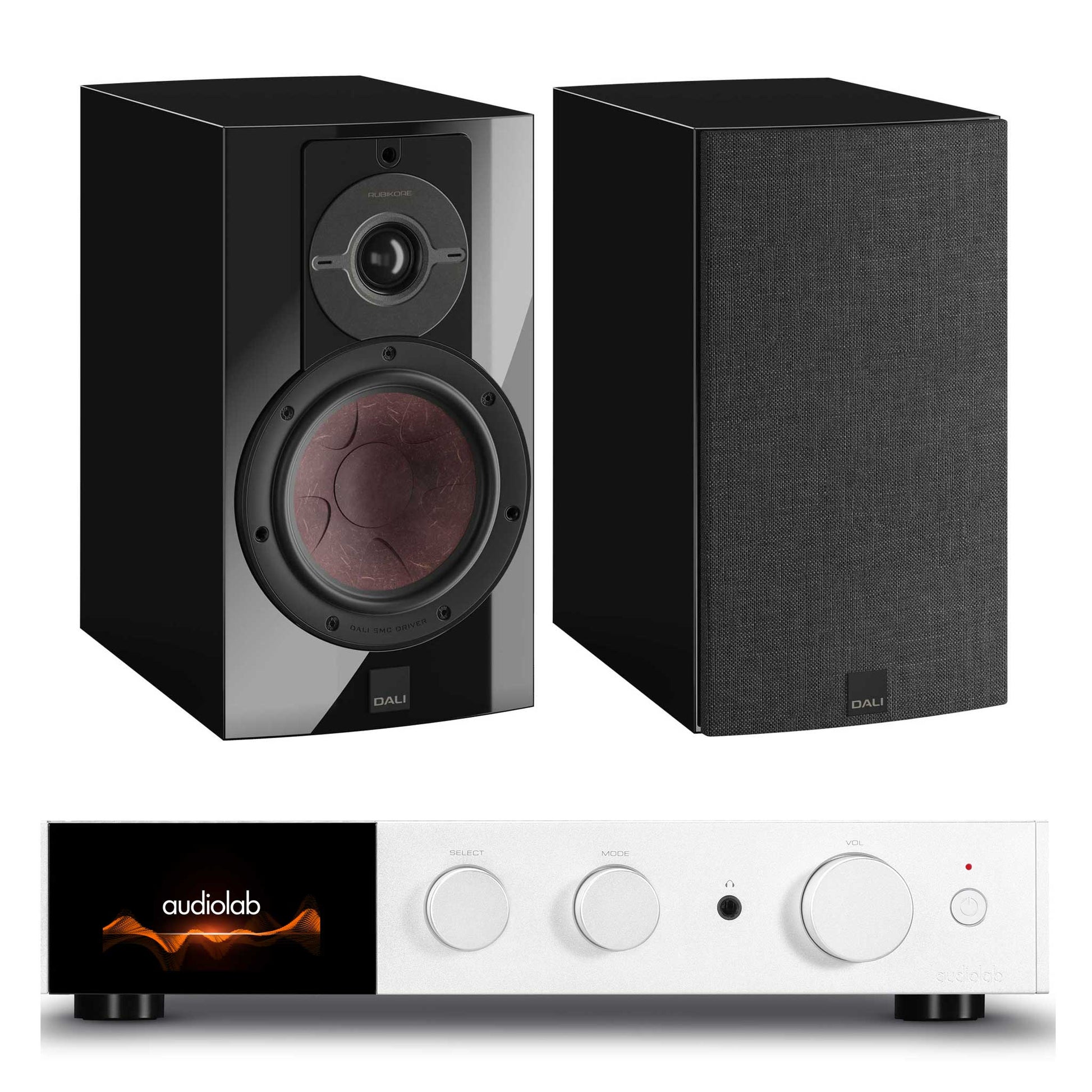 Audiolab 9000A with Dali Rubikore 2 Silver / Gloss Black