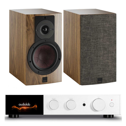 Audiolab 9000A Silver with Dali Rubikore 2 Natural Walnut