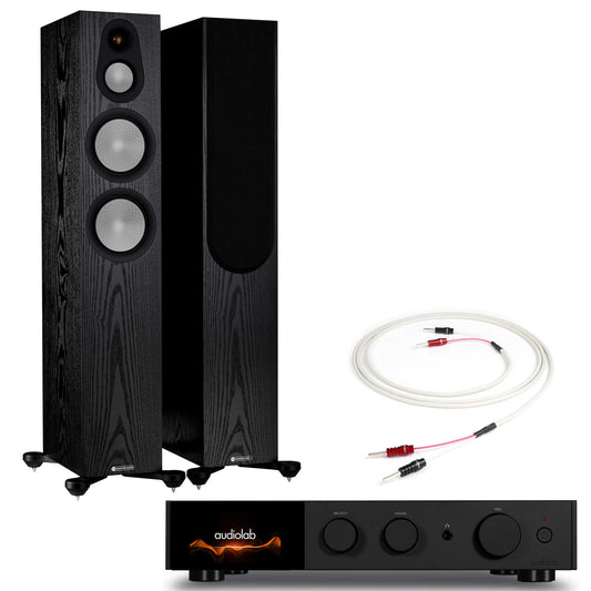 Audiolab 9000A Black with Monitor Audio Silver 300 7G Black Oak