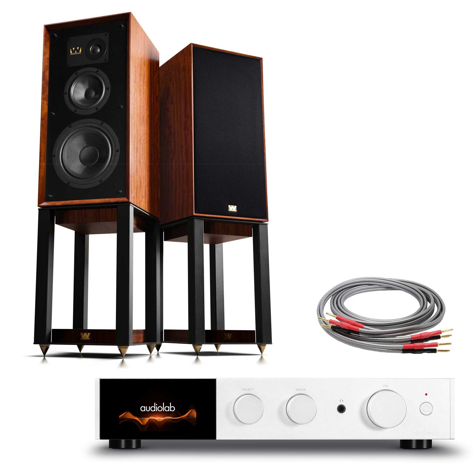 Audiolab 9000A Silver with Wharfedale Super Linton Mahogany