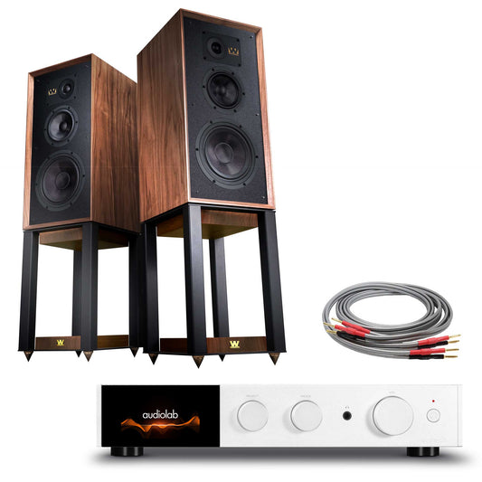 Audiolab 9000A Silver with Wharfedale Super Linton Walnut
