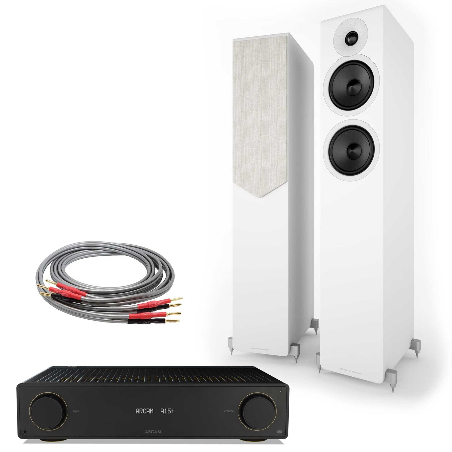 Arcam A15+ with Acoustic Energy AE309² Matte White