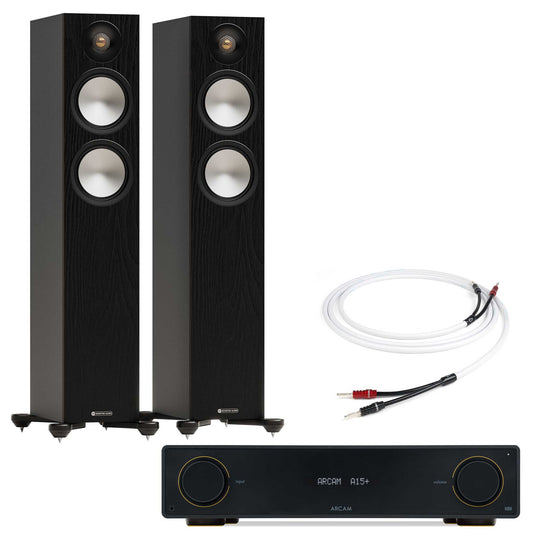 Arcam A15+ with Monitor Audio Bronze 300 7G Black