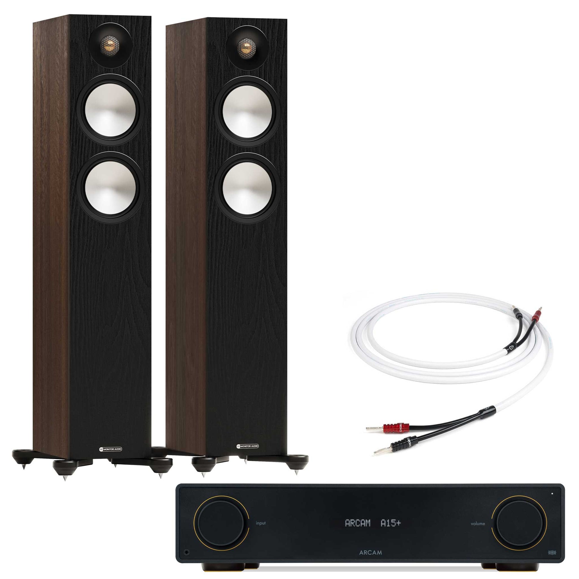 Arcam A15+ with Monitor Audio Bronze 300 7G Walnut