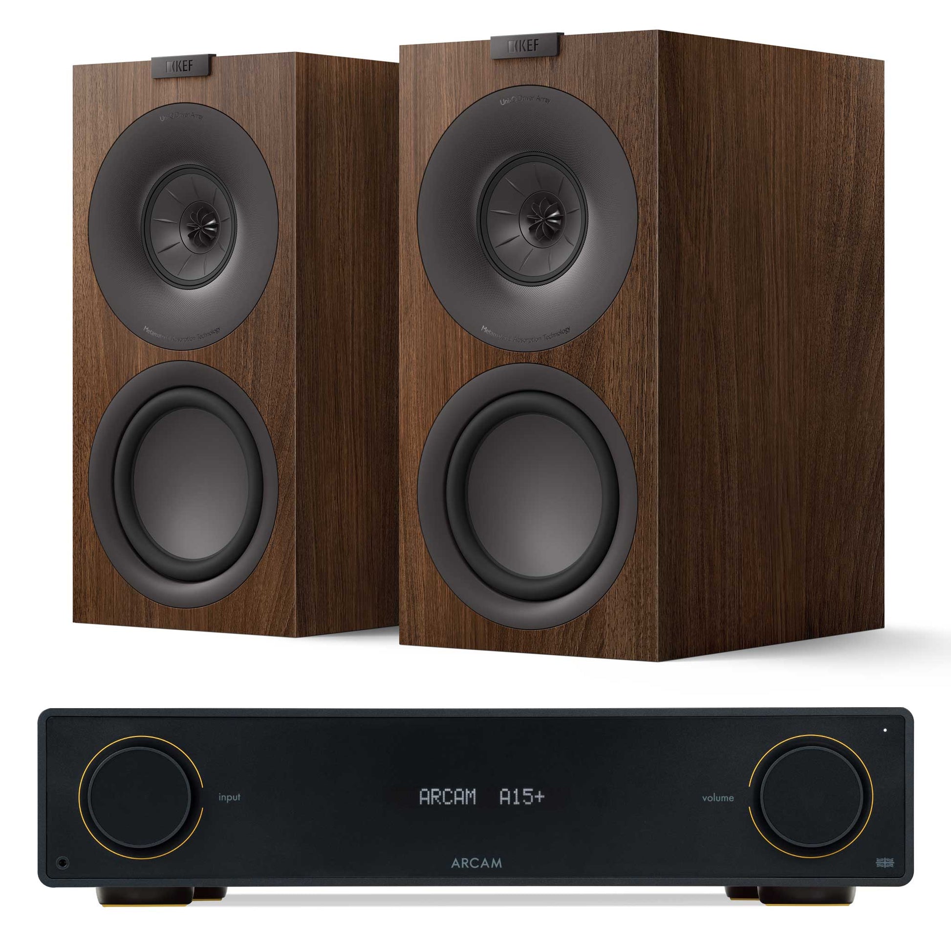 Arcam A15+ with KEF Q Concerto Walnut