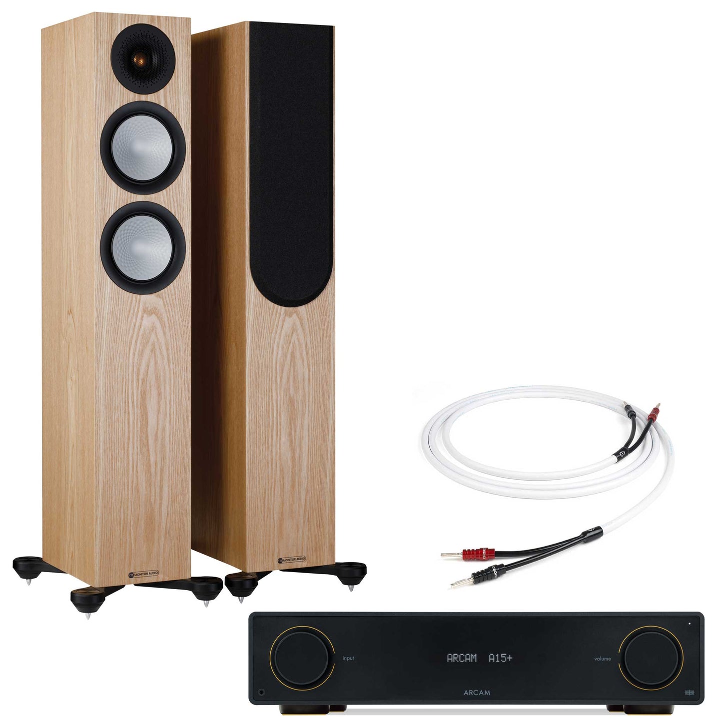 Arcam A15+ with Monitor Audio Silver 200 7G Ash