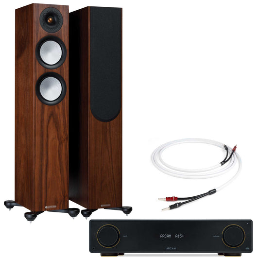 Arcam A15+ with Monitor Audio Silver 200 7G Walnut