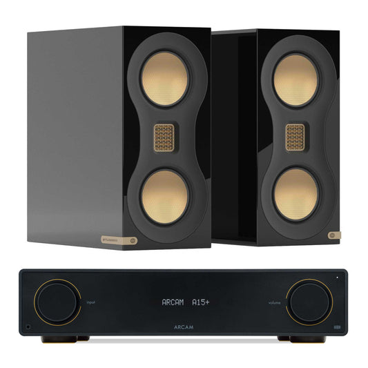 Arcam A15+ with Monitor Audio Studio 89 Speakers Gloss Black