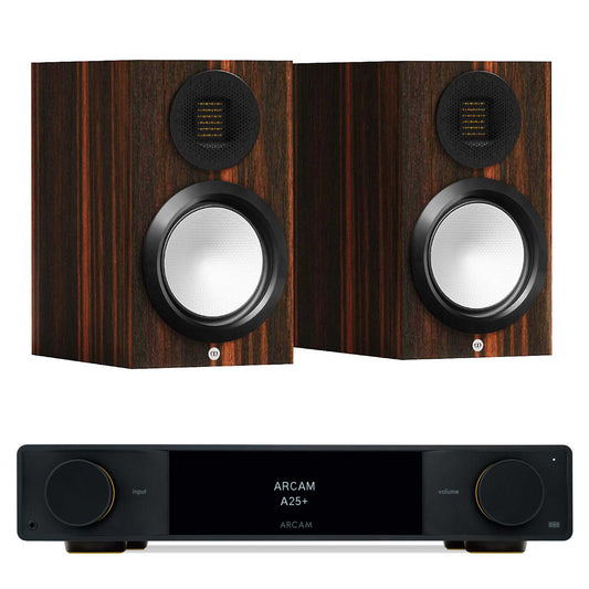 Arcam A25+ with Monitor Audio Gold 50 6G Macassar