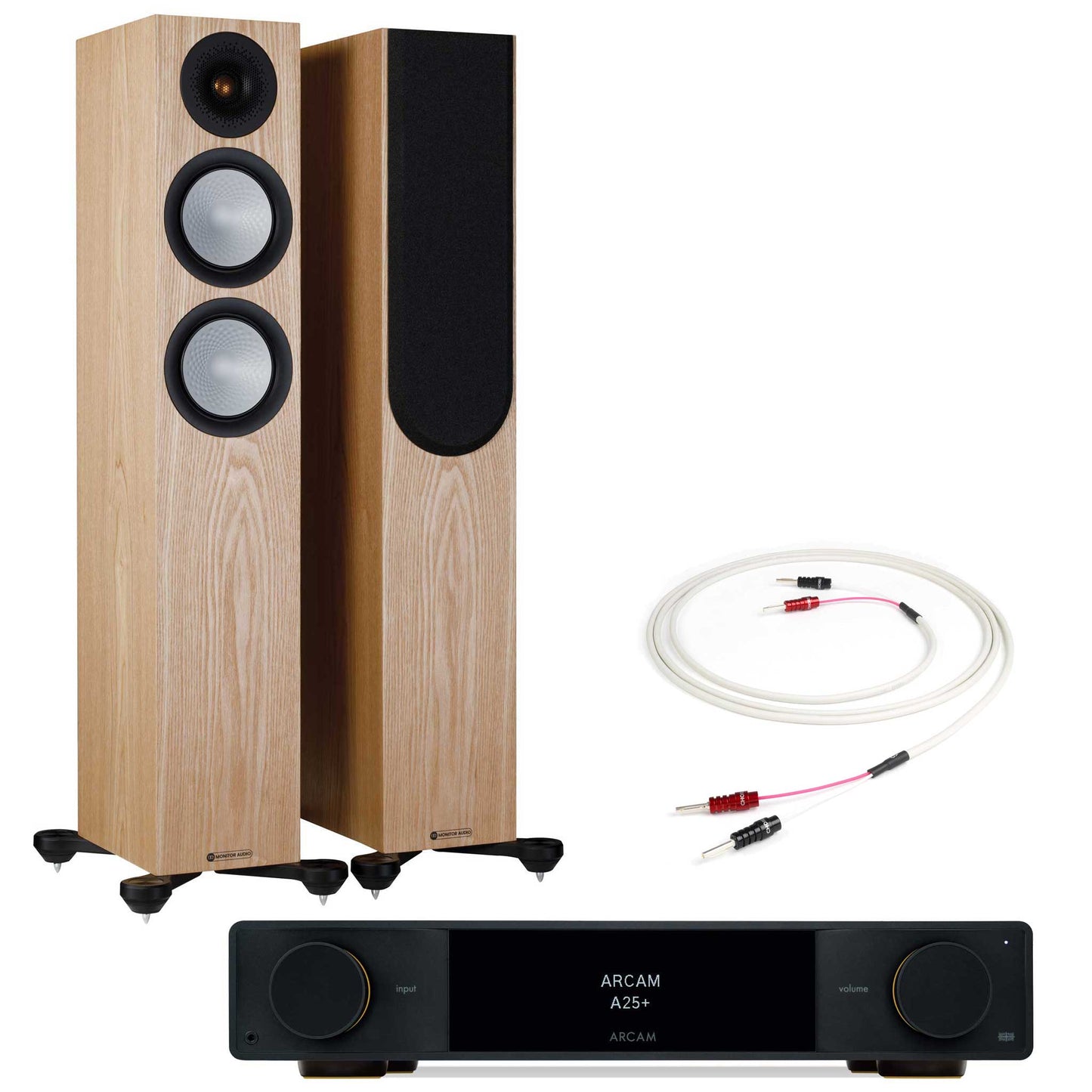 Arcam A25+ with Monitor Audio Silver 200 Ash