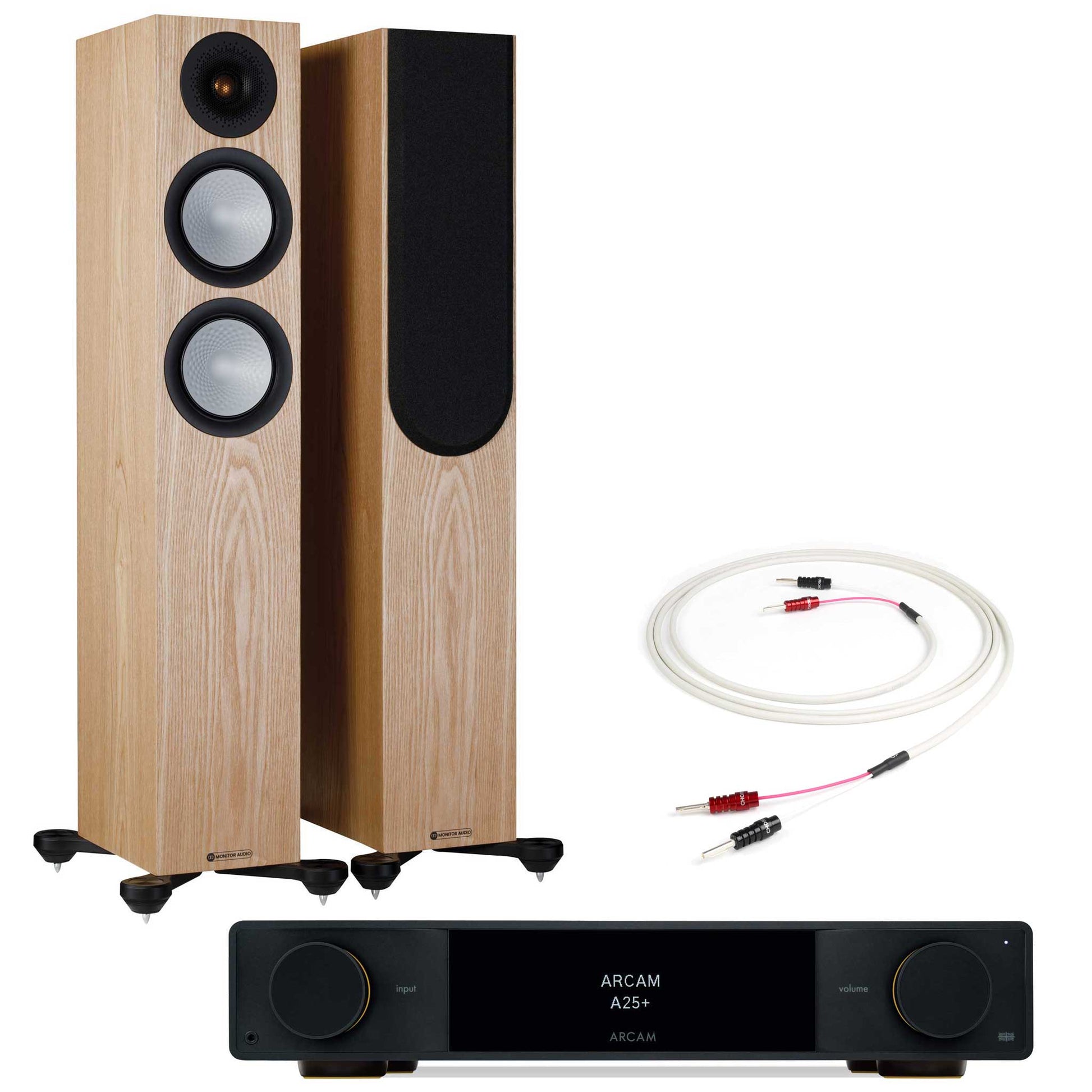 Arcam A25+ with Monitor Audio Silver 200 Ash