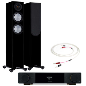 Arcam A25+ with Monitor Audio Silver 200 Gloss Black