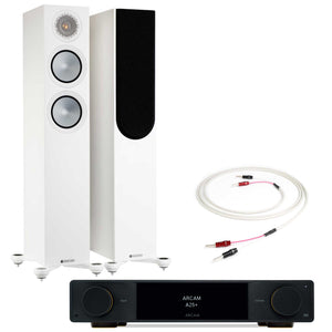 Arcam A25+ with Monitor Audio Silver 200 Satin White