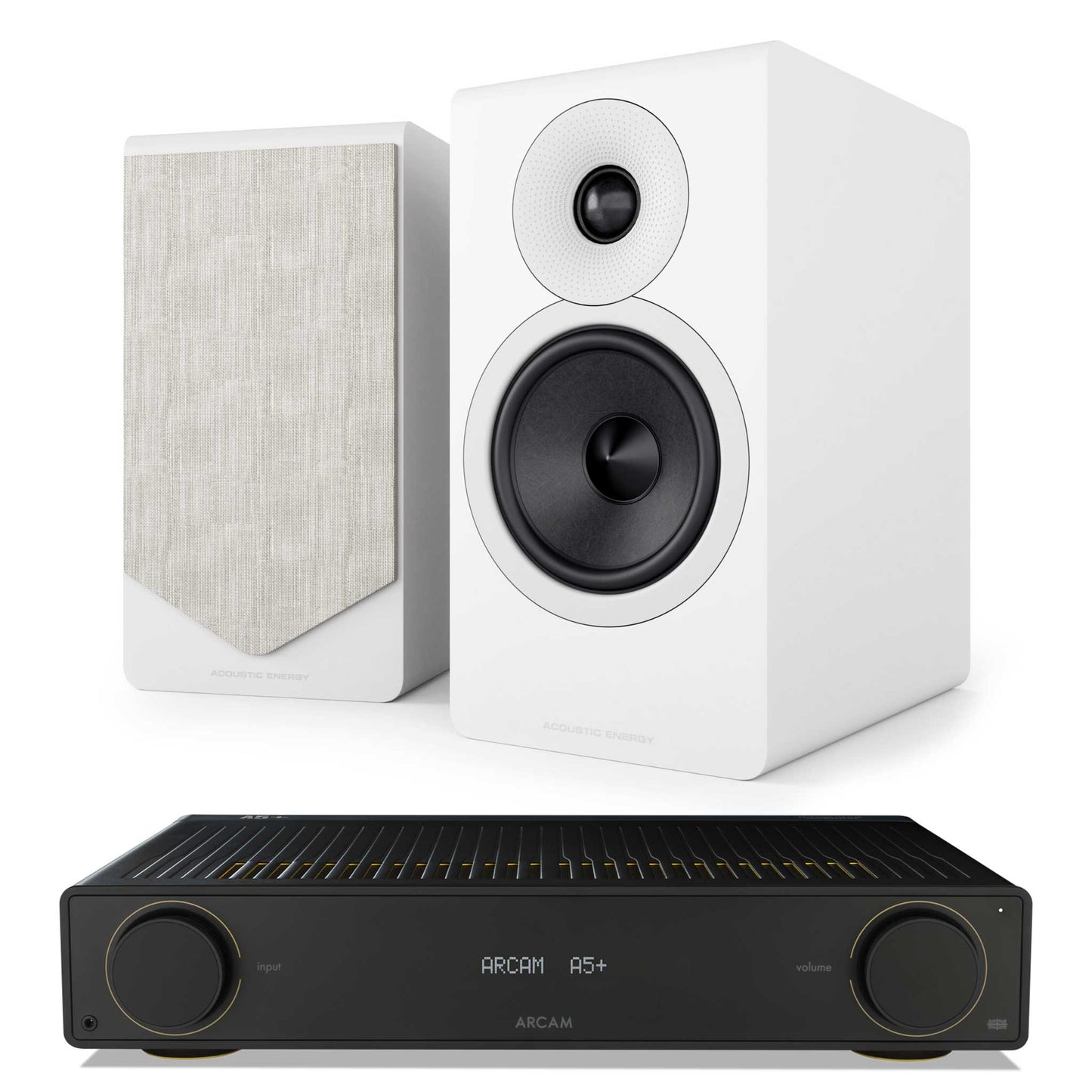 Arcam A5+ with Acoustic Energy AE300² Matte White