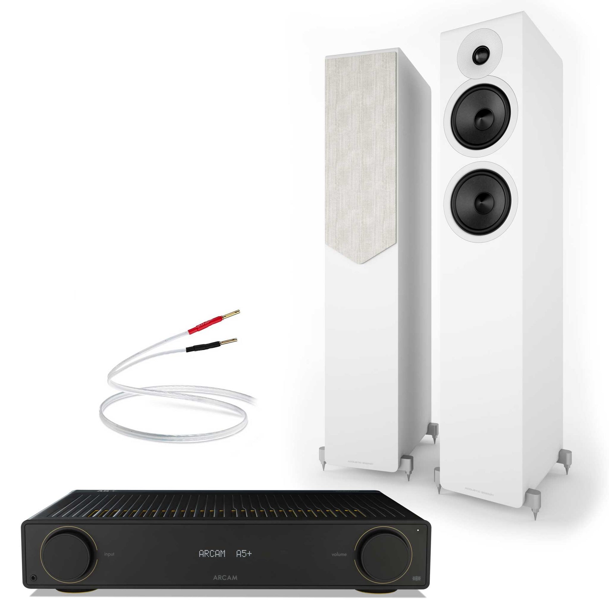 Arcam A5+ with Acoustic Energy AE309² Matte White