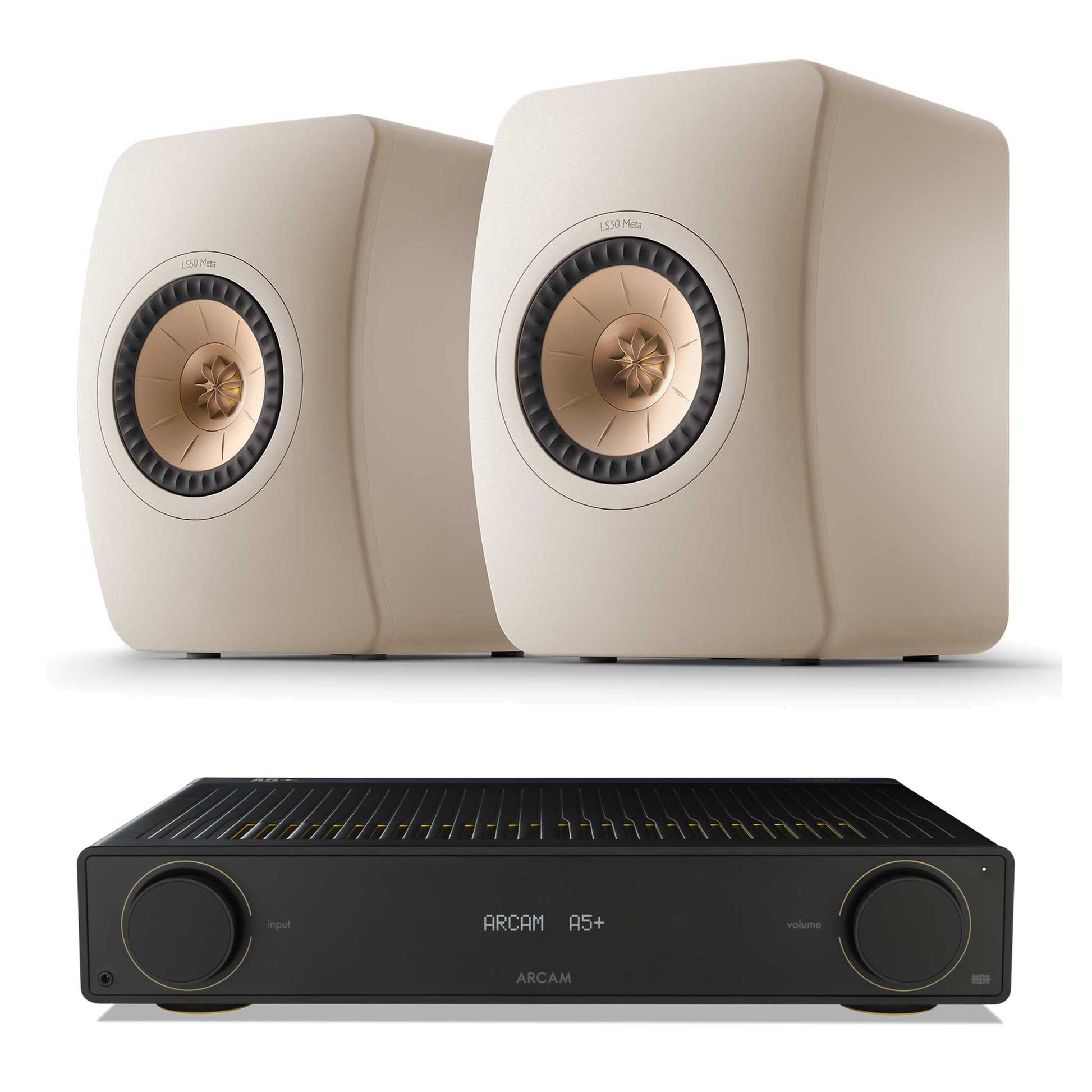 Arcam A5+ with KEF LS50 Meta Sand Shell