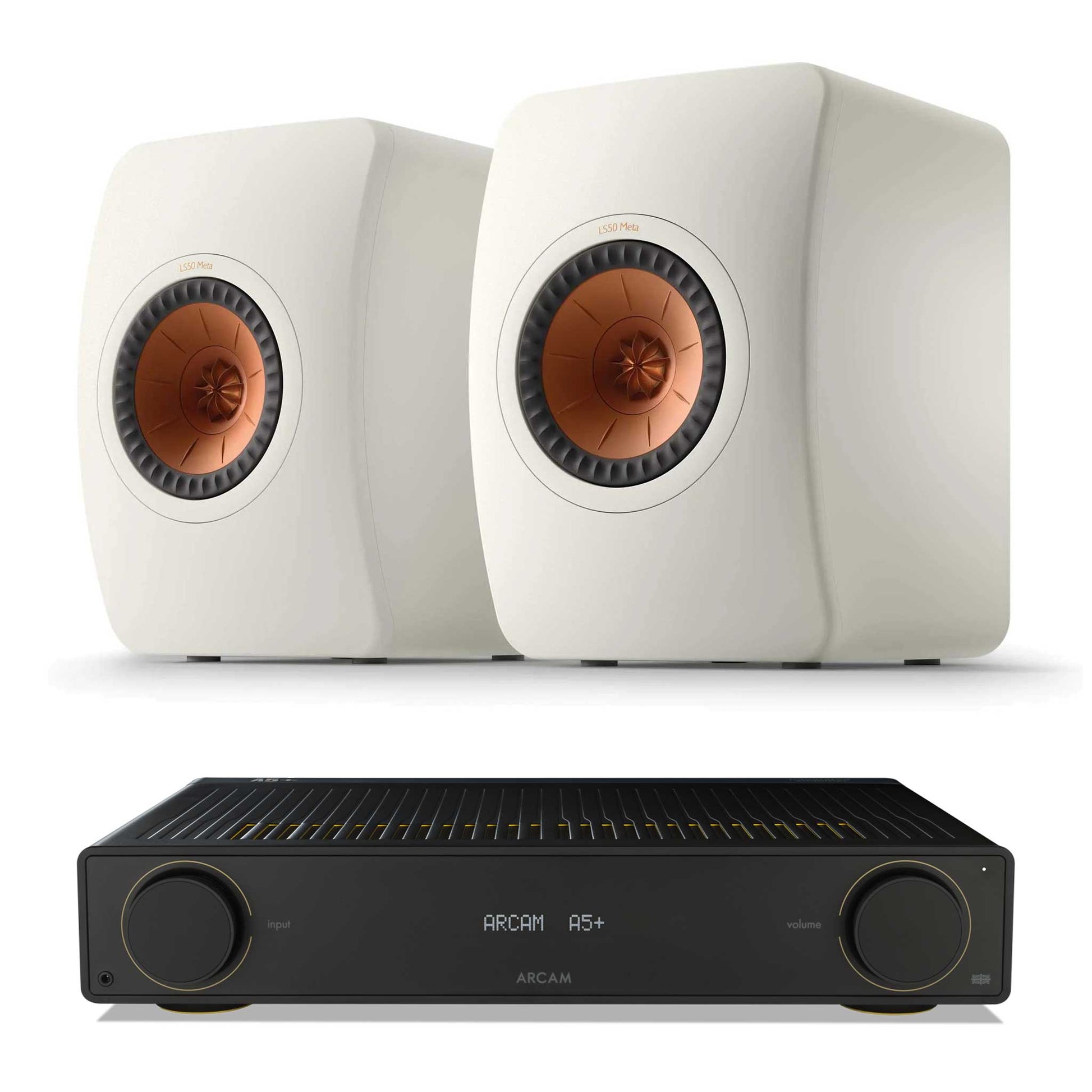 Arcam A5+ with KEF LS50 Meta Mineral White