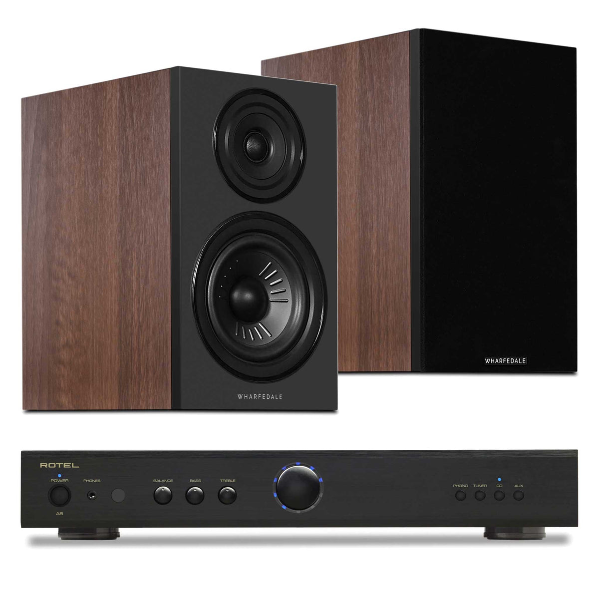 Rotel A8 Black with Wharfedale Diamond 12.2i Walnut