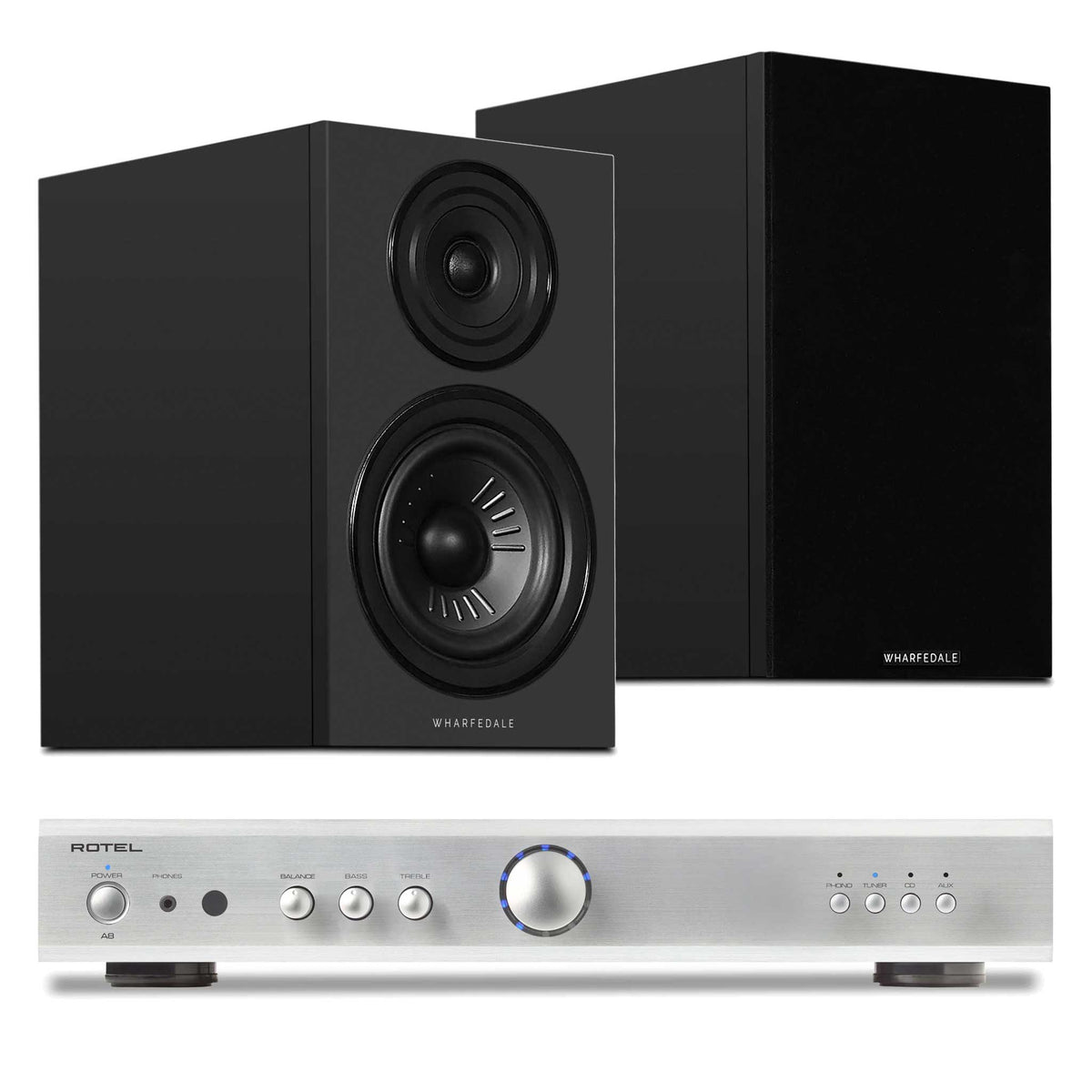 Rotel A8 Silver with Wharfedale Diamond 12.2i Black