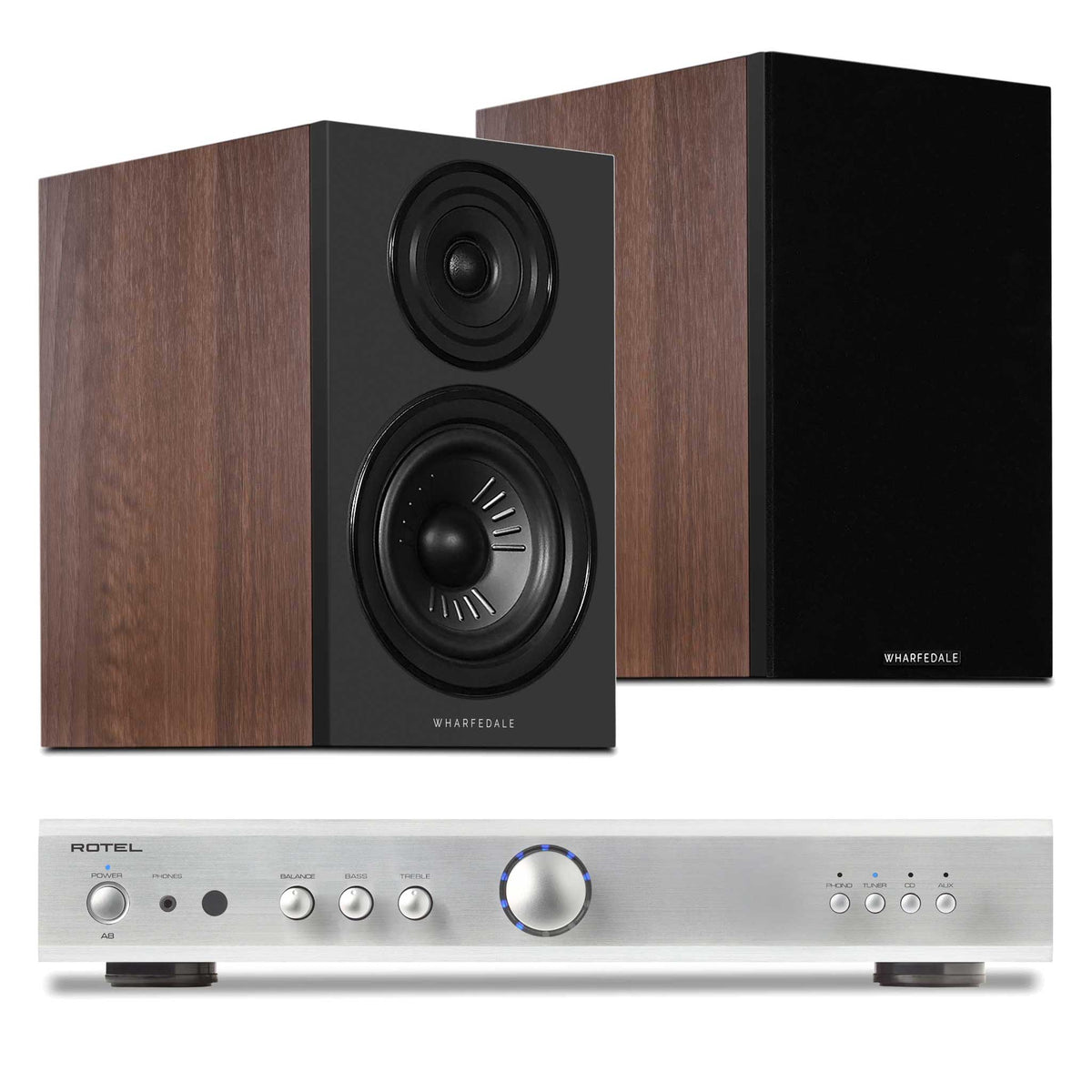 Rotel A8 Silver with Wharfedale Diamond 12.2i Walnut