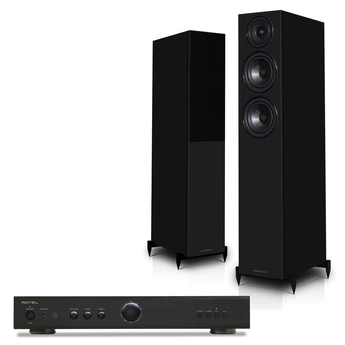 Rotel A8 Black with Wharfedale Diamond 12.3i Black