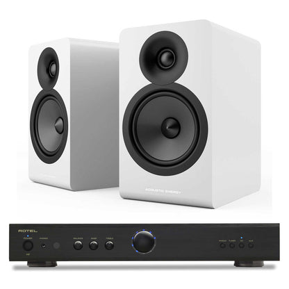 Rotel A8 Black with Acoustic Energy AE100² Satin White