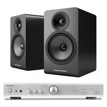 Rotel A8 Silver with Acoustic Energy AE100² Black