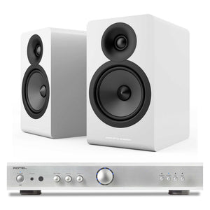 Rotel A8 Silver with Acoustic Energy AE100² Satin White