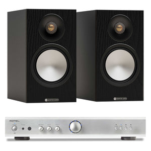 Rotel A8 Silver with Monitor Audio Bronze 50 7G Black