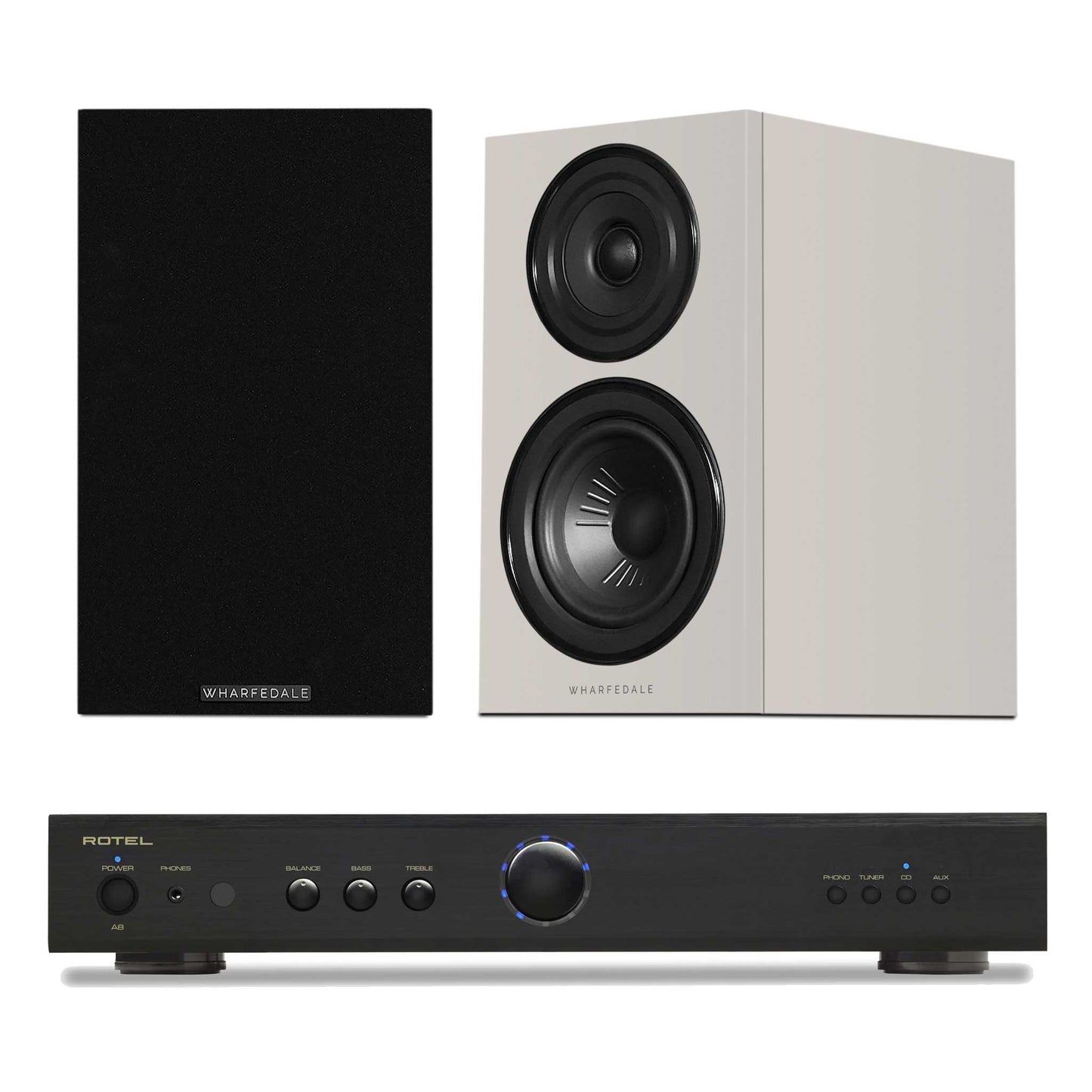 Rotel A8 Black with Wharfedale Diamond 12.1i Grey