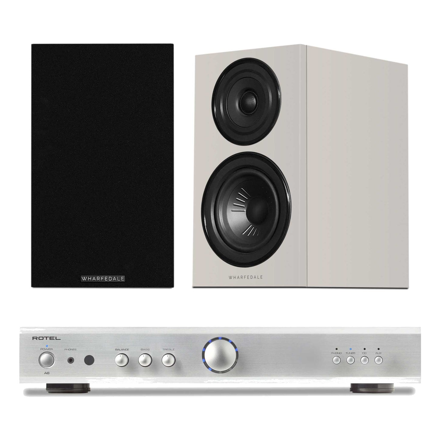 Rotel A8 Silver with Wharfedale Diamond 12.1i Grey