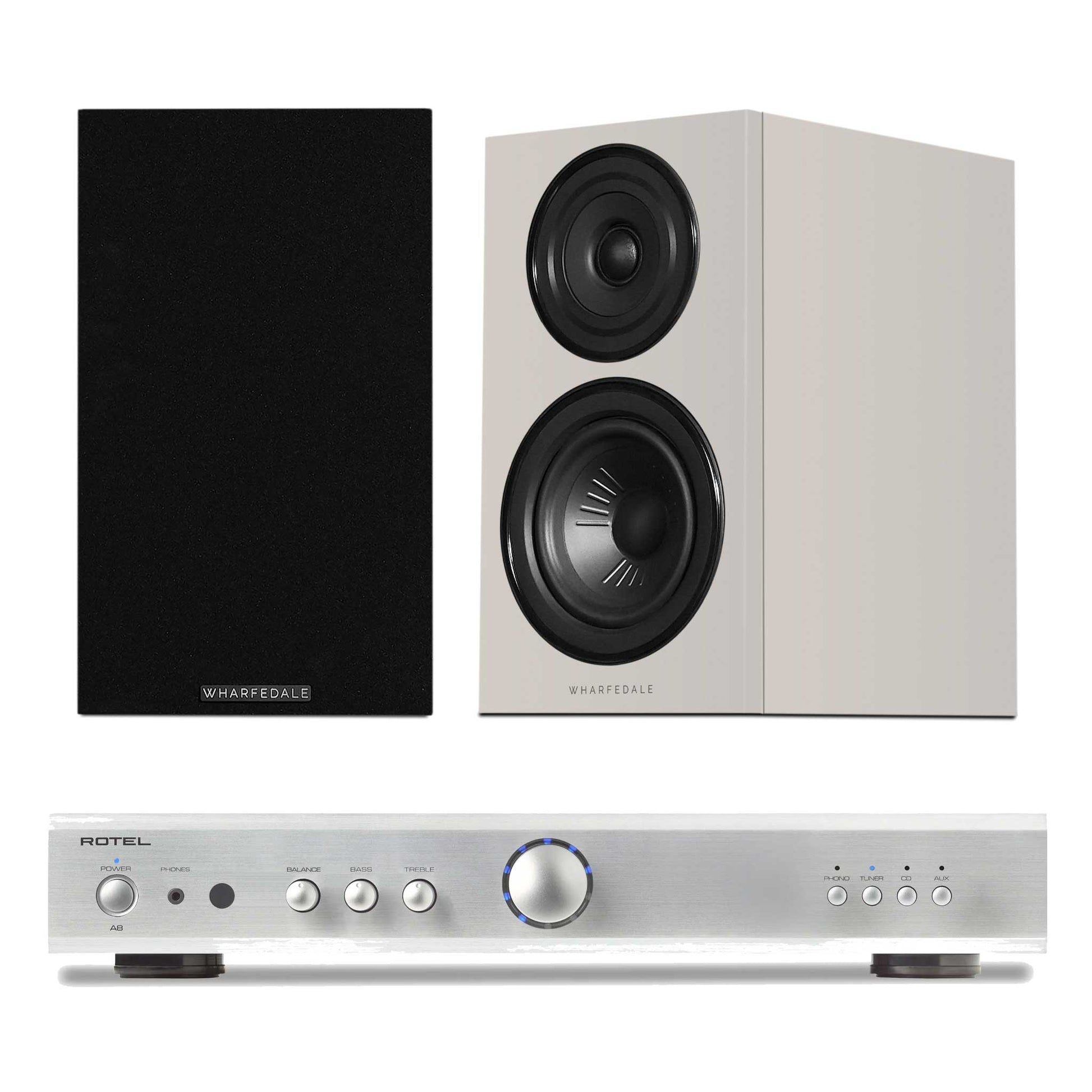 Rotel A8 Silver with Wharfedale Diamond 12.1i Grey