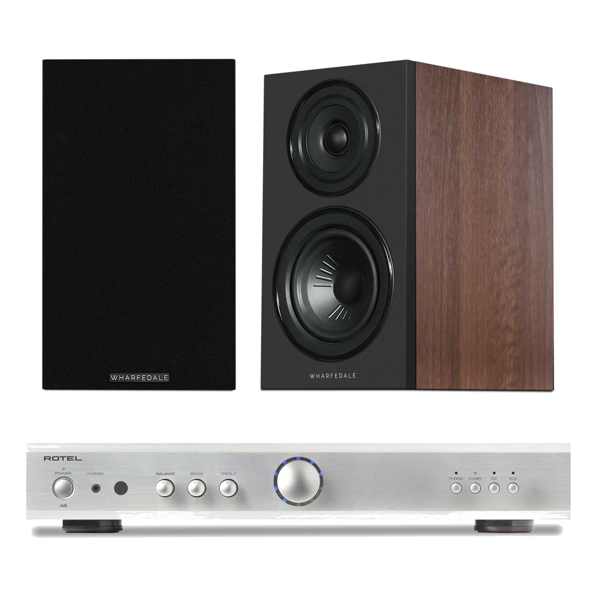 Rotel A8 Silver with Wharfedale Diamond 12.1i Walnut