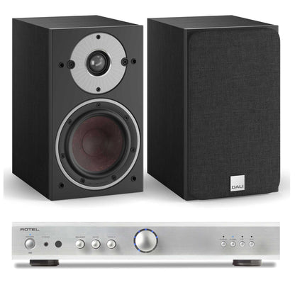 Rotel A8 Silver with Dali Oberon 1 Black Ash