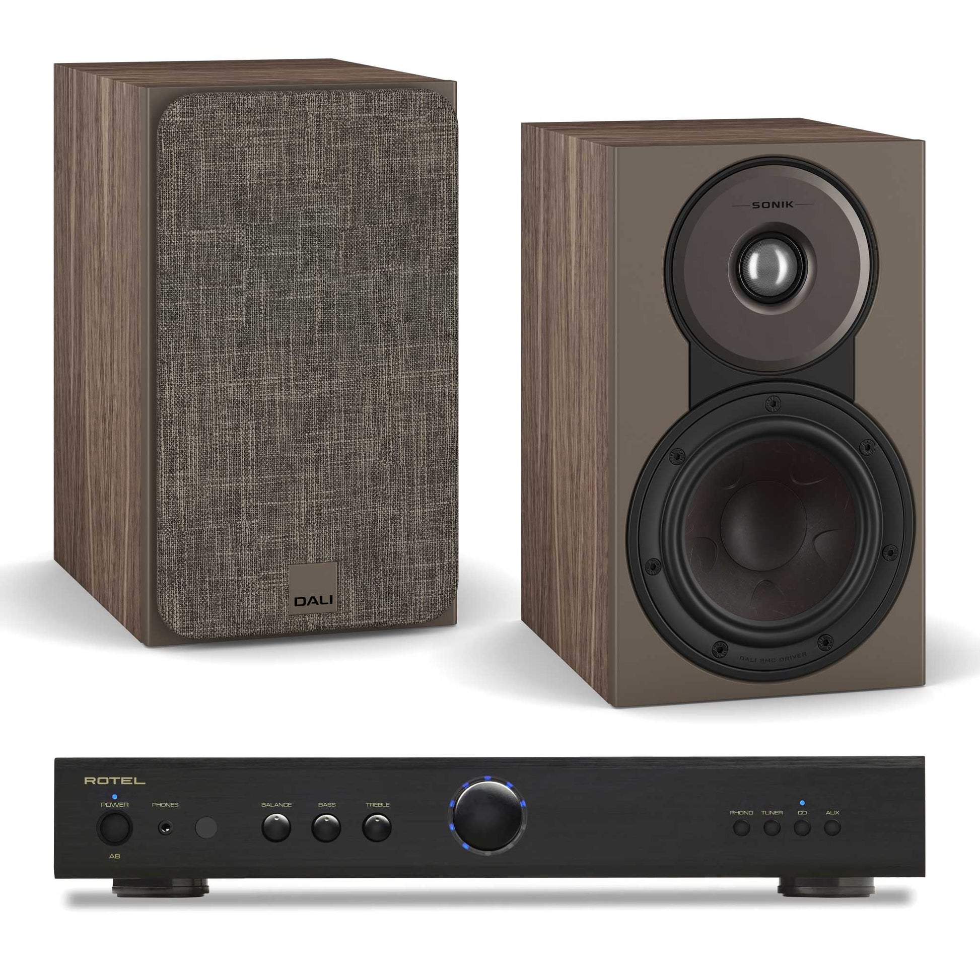 Rotel A8 Black with Dali SONIK 1 Walnut