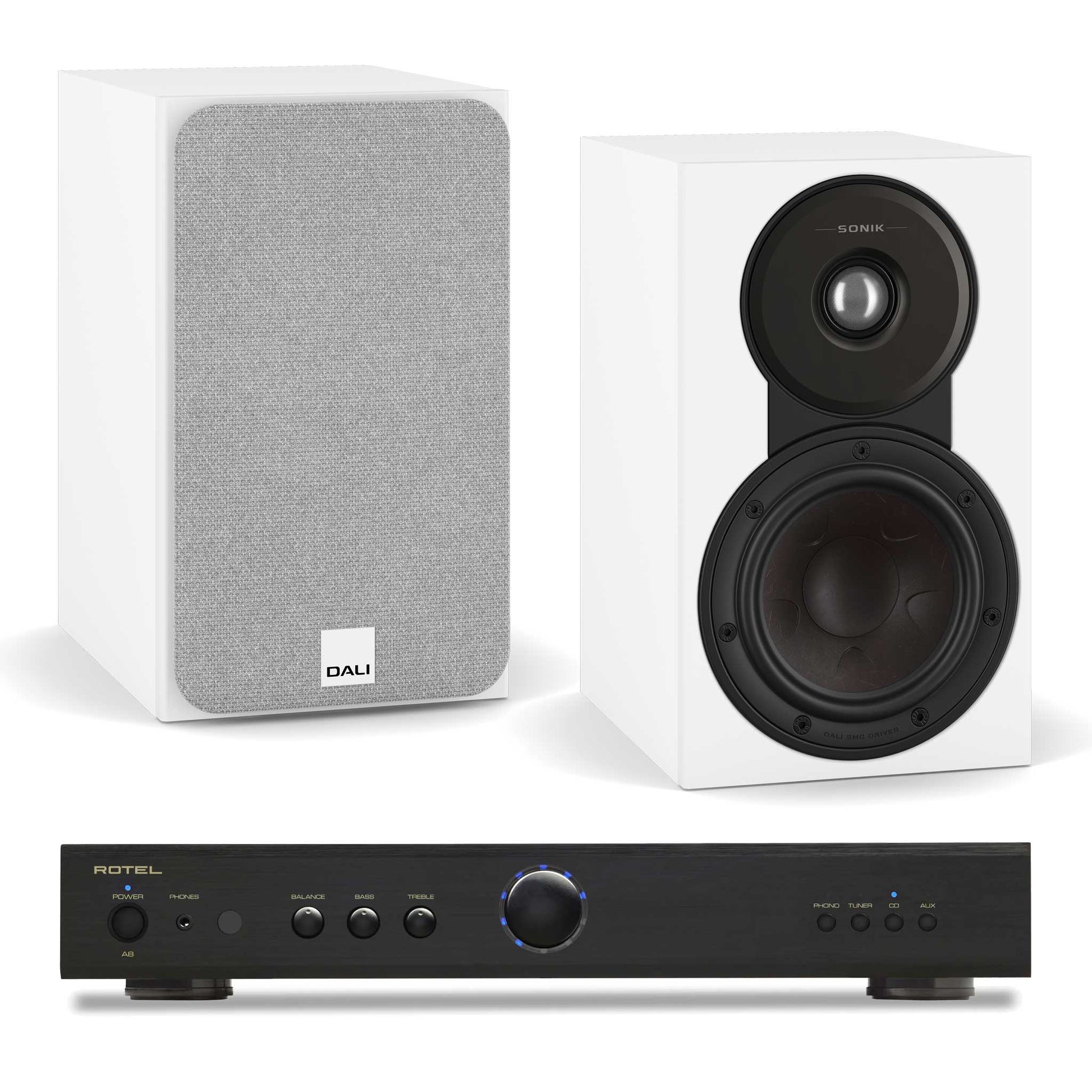 Rotel A8 Black with Dali SONIK 1 White