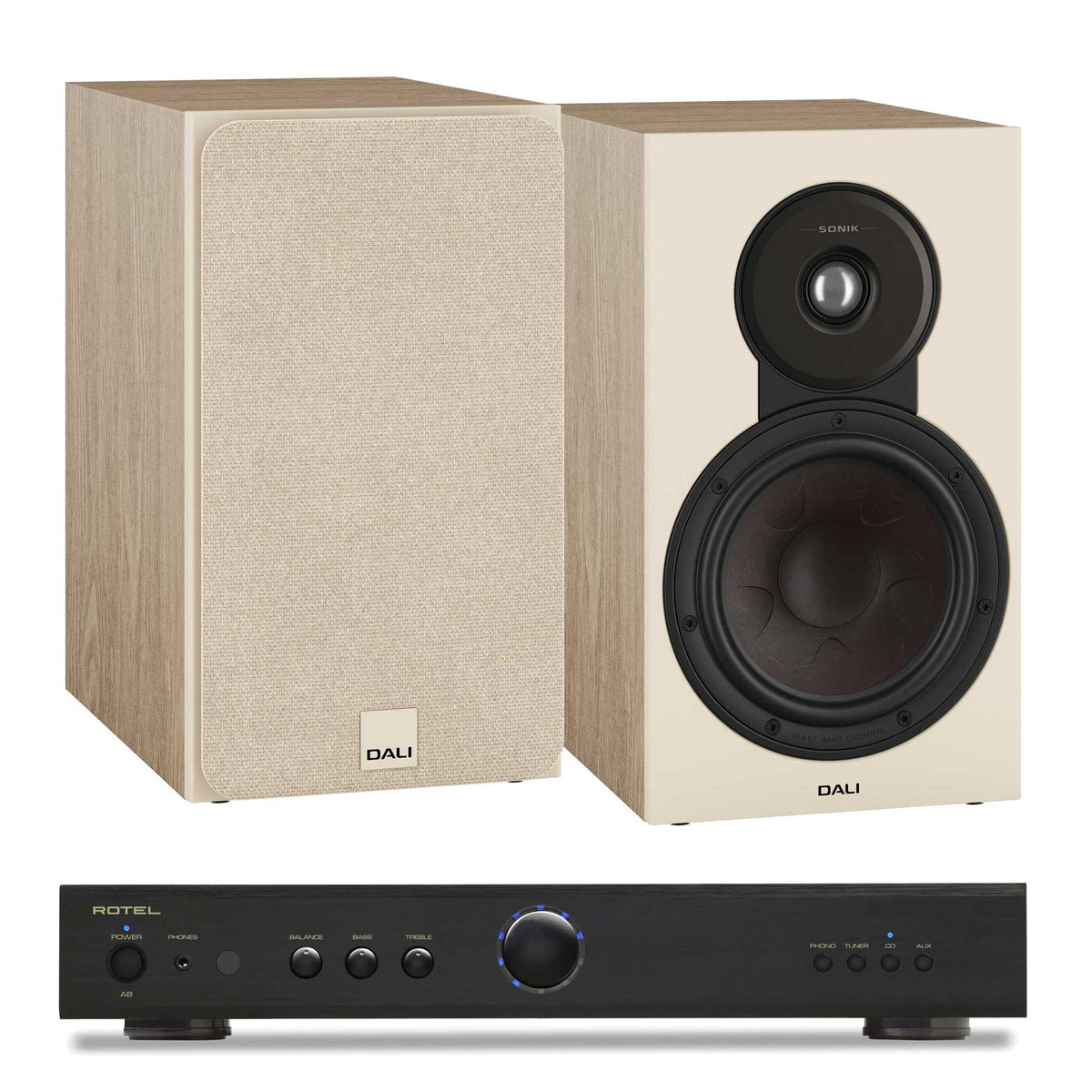 Rotel A8 Black with Dali SONIK 3 Natural Oak
