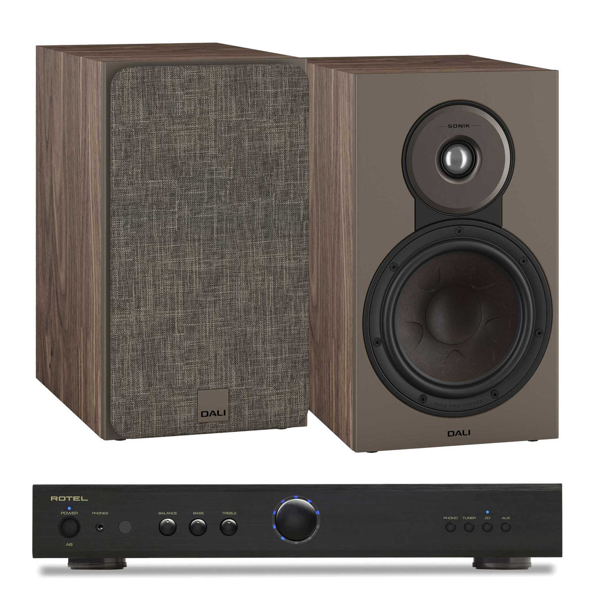 Rotel A8 Black with Dali SONIK 3 Walnut