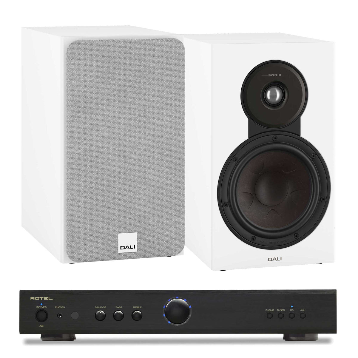 Rotel A8 Black with Dali SONIK 3 White