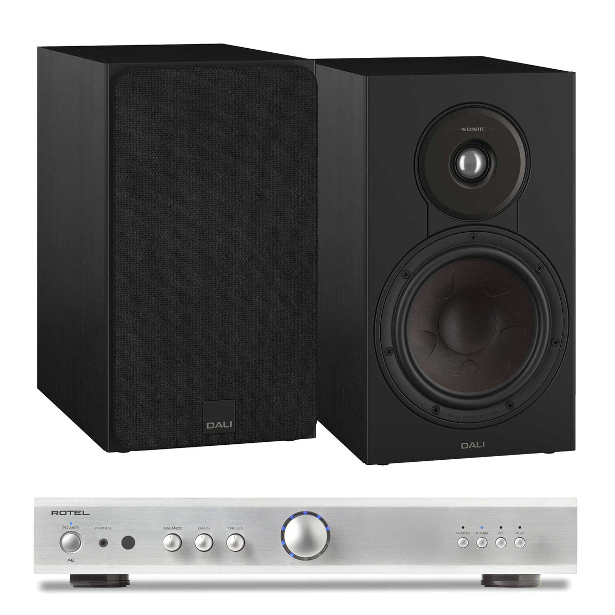 Rotel A8 Silver with Dali SONIK 3 Black