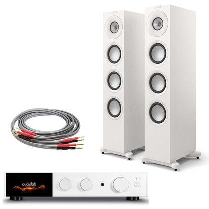 Audiolab 9000A Silver with KEF Q11 Meta Satin White
