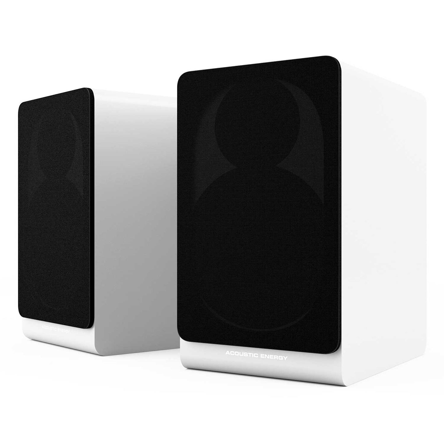 Acoustic Energy AE100² Satin White with grilles on