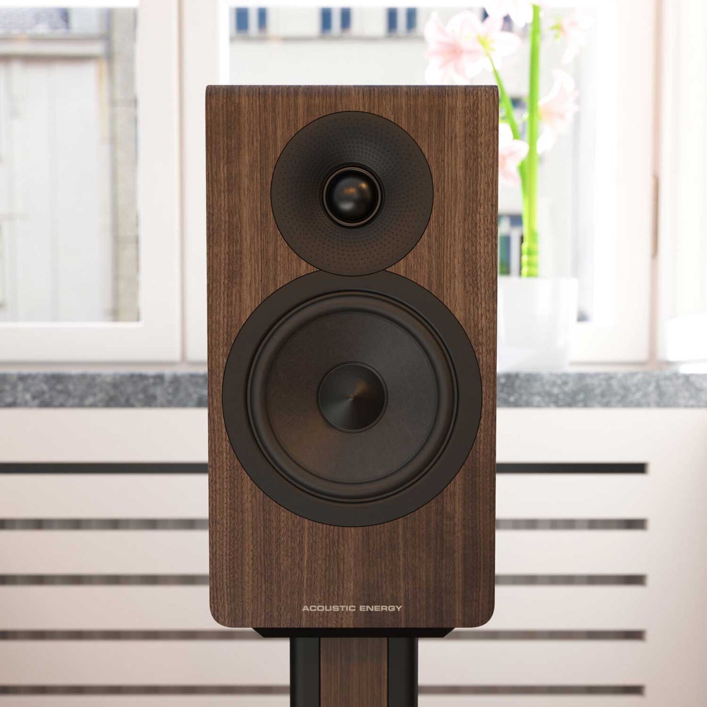 Acoustic Energy AE300² Walnut Front View