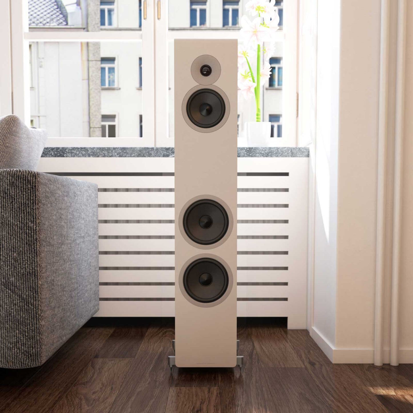 Acoustic Energy AE320² Matte White Room Setting