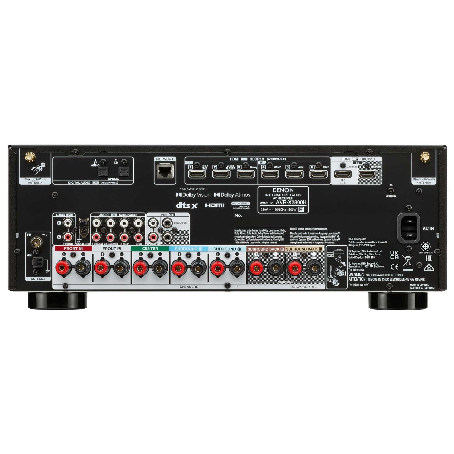 Denon AVR-X2800H Rear View