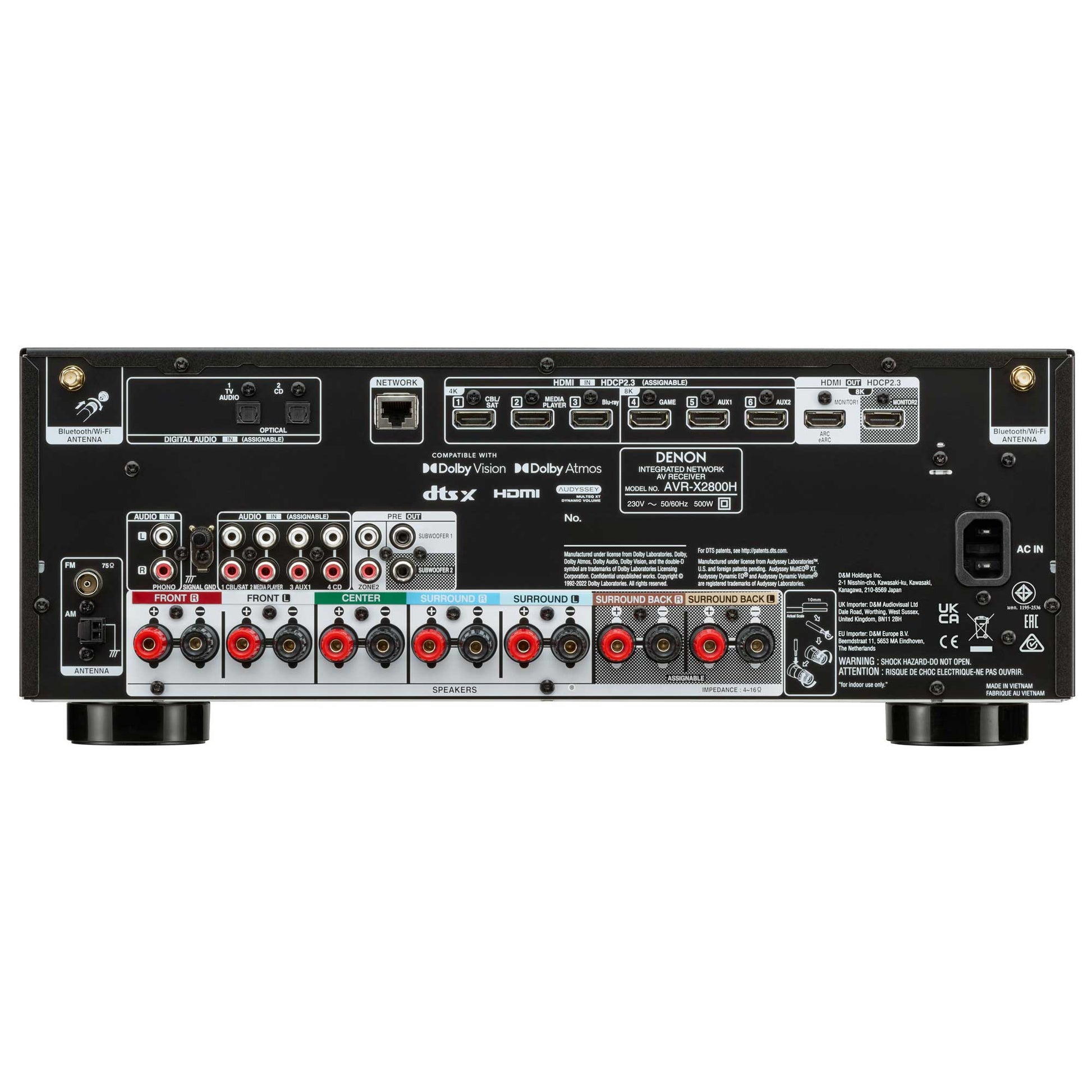 Denon AVR-X2800H Rear View