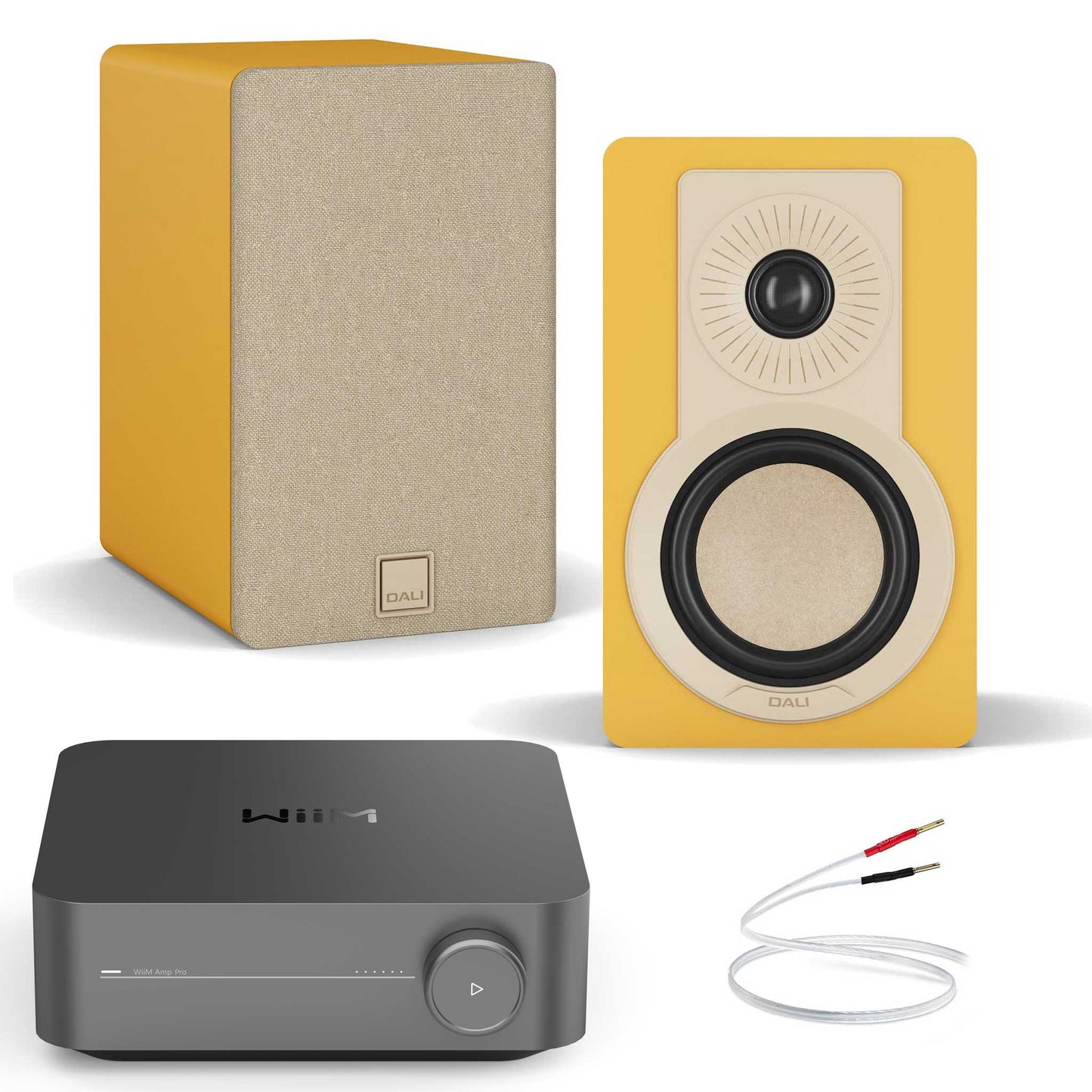 WiiM Amp Pro with Dali Kupid Golden Yellow
