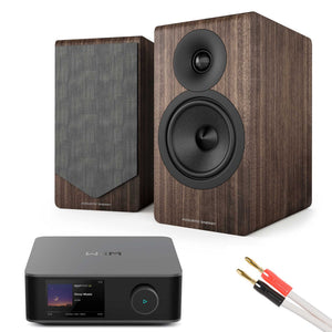 WiiM Amp Ultra Grey with Acoustic Energy AE300² Speakers Walnut