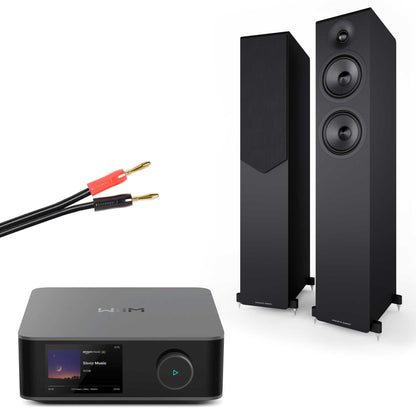 WiiM Amp Ultra Grey with Acoustic Energy AE309² Speakers Matte Black